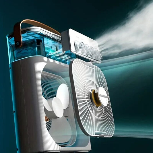 Portable USB AC Fan Humidifier & LED Water Lamp (10 inch)